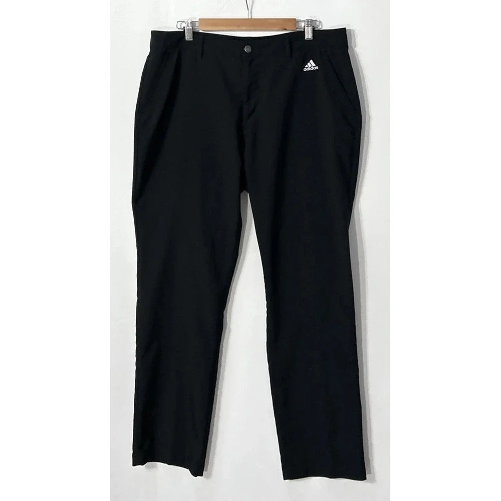 Mens Adidas Golf 3 Stripe Chino Pants Black ClimaLite Lightweight Sz‎ 38